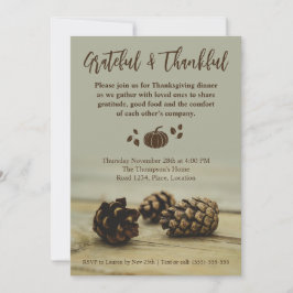 Rustic Fall Pinecones On Wood Pumpkin Thanksgiving Kaart