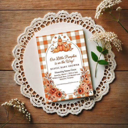 Rustic Fall Pumpkin Fox Baby Shower Invitation Briefkaart