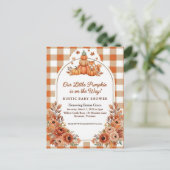 Rustic Fall Pumpkin Fox Baby Shower Invitation Briefkaart (Staand voorkant)