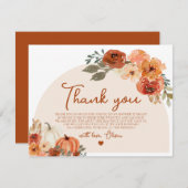 Rustic Fall Pumpkin Herfst Bloemstuk Bruidsfeest Bedankkaart (Voorkant / Achterkant)