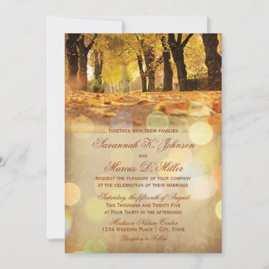 Rustic Fall quitte Automne Mariage Invitations (Devant)