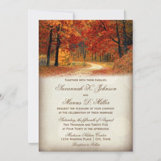 Rustic Fall quitte Automne Mariage Invitations (Devant)