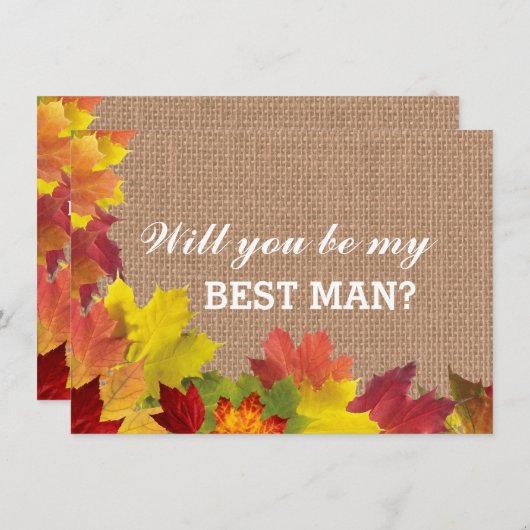 Rustic Fall quitte Burlap BEST MAN Invitation (Devant / Derrière)