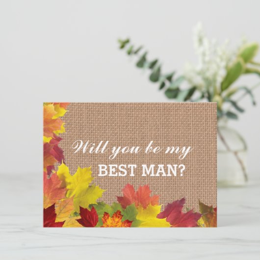 Rustic Fall quitte Burlap BEST MAN Invitation (Debout devant)