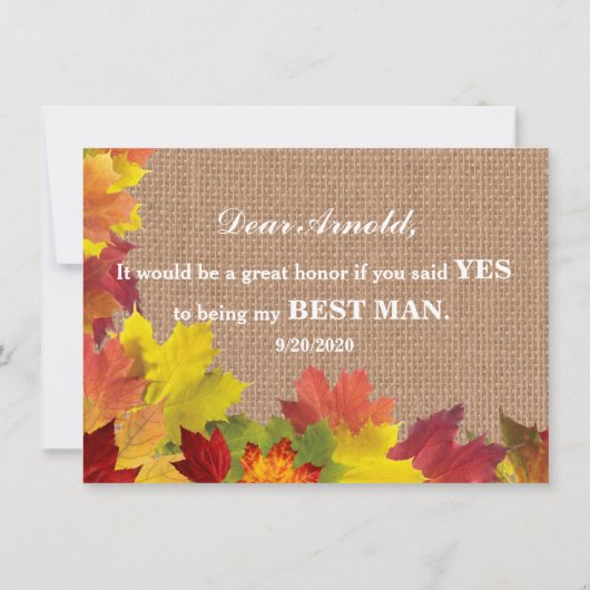 Rustic Fall quitte Burlap BEST MAN Invitation (Dos)