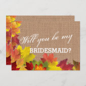 Rustic Fall quitte Burlap BRIDESMAID Invitation (Devant / Derrière)
