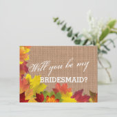 Rustic Fall quitte Burlap BRIDESMAID Invitation (Debout devant)