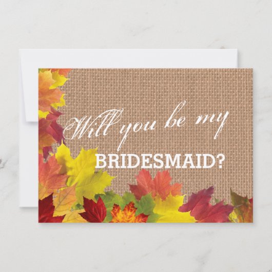 Rustic Fall quitte Burlap BRIDESMAID Invitation (Devant)