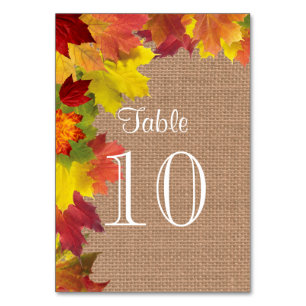 Rustic Fall quitte Burlap Mariage Numéro de table