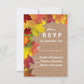 Rustic Fall quitte Burlap Wedding RSVP (Devant)