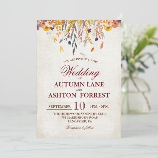 Rustic Fall quitte Faire-part de mariage (Debout devant)