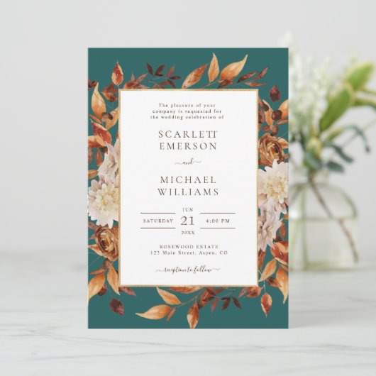 Rustic Fall quitte Faire-part de mariage (Debout devant)