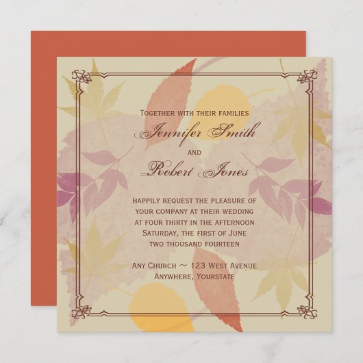 Rustic Fall quitte Faire-part de mariage (Devant / Derrière)