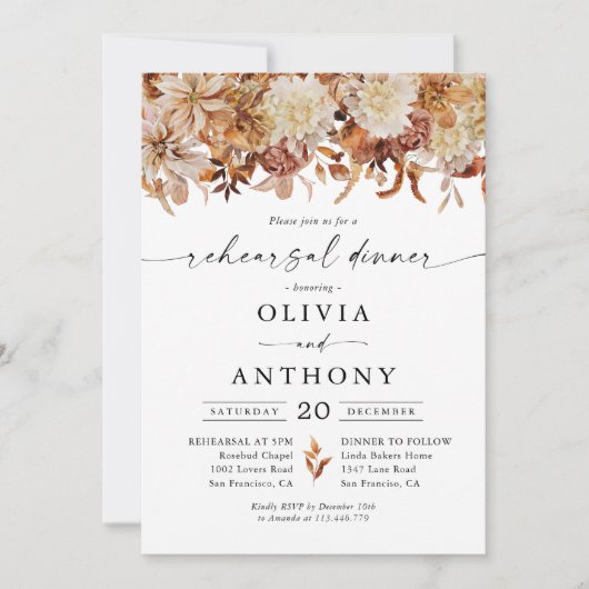 Rustic Fall quitte la répétition Dîner Invitation (Devant)