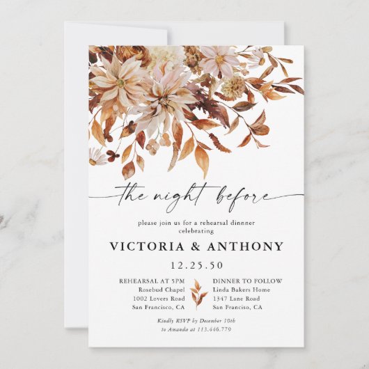Rustic Fall quitte la répétition Dîner Invitation (Devant)