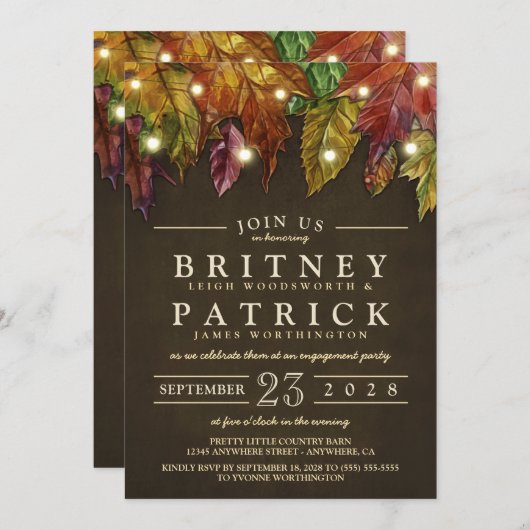 Rustic Fall quitte l'engagement Invitations de la  (Devant / Derrière)