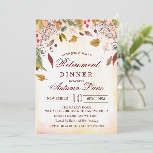Rustic Fall quitte Retraite Dîner Invitation (Debout devant)
