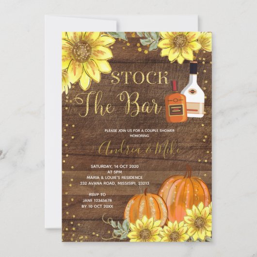 Rustic Fall Stock The Bar Couple Shower Invitation (Devant)
