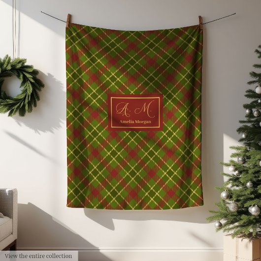 Rustic Fall Tartan Blanket Personalized Farmhouse Fleece Deken