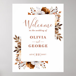 Rustic Fall Terracotta Floral Mariage Affiche de b