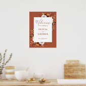 Rustic Fall Terracotta Floral Mariage Affiche de b (Cuisine)