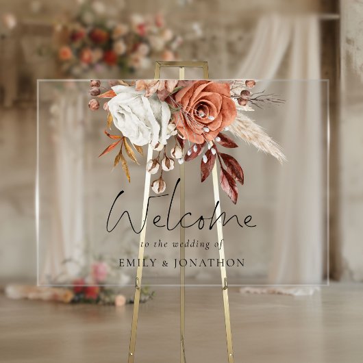 Rustic Fall Terracotta Florals Bienvenue Au Mariag