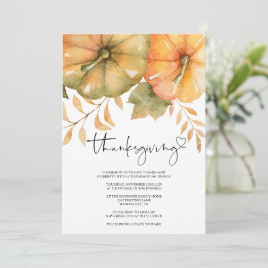 Rustic Fall Thanksgiving Dîner Invitation (Debout devant)