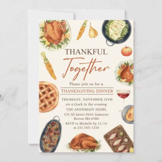 Rustic Fall Thanksgiving Turquie Dîner Invitation (Devant)