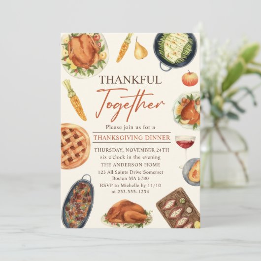 Rustic Fall Thanksgiving Turquie Dîner Invitation (Debout devant)