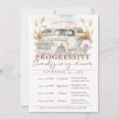 Rustic Fall Truck Progressive Thanksgiving Dinner Kaart (Voorkant)