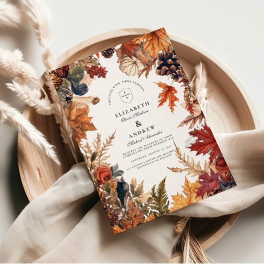 Rustic Fall verlaat bruiloft Kaart