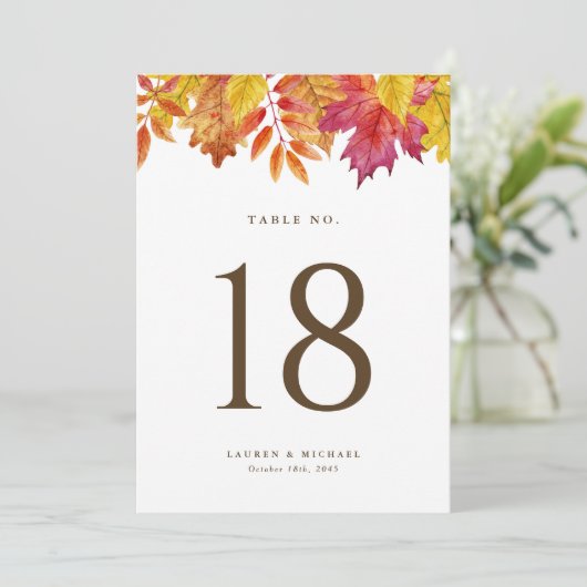 Rustic Fall verlaat Garland Trouwtafelnummers (Staand voorkant)
