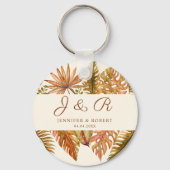 Rustic Fall verlaat Monogram Trouwronde Sleutelhanger (Voorkant)