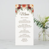 Rustic Fall Wedding Menu Kaart | Bourgondische Roz (Staand voorkant)