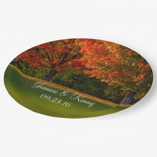 Rustic Fall Wedding  Names Datum Papieren Bordje (Gekanteld)