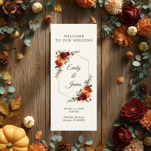 Rustic Fall Wedding Programma Flyer | Bourgondisch