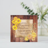 Rustic Fall Wedding Yellow Wilde Rozen Kaart (Staand voorkant)