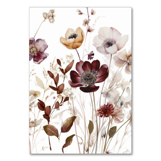 Rustic Fall Wildflower Seating Chart Kaart (Achterkant)