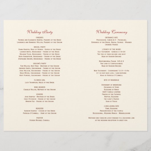 Rustic Falling Feuille Mariage de automne Programm (Dos)