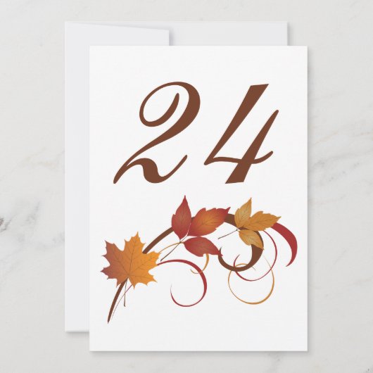 Rustic Falling Feuille Numéro de table (Dos)