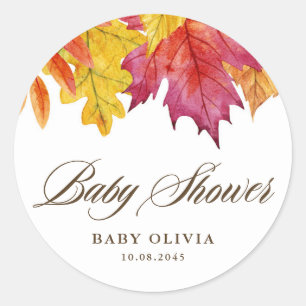 Rustic Falling verlaat Baby shower Ronde Sticker