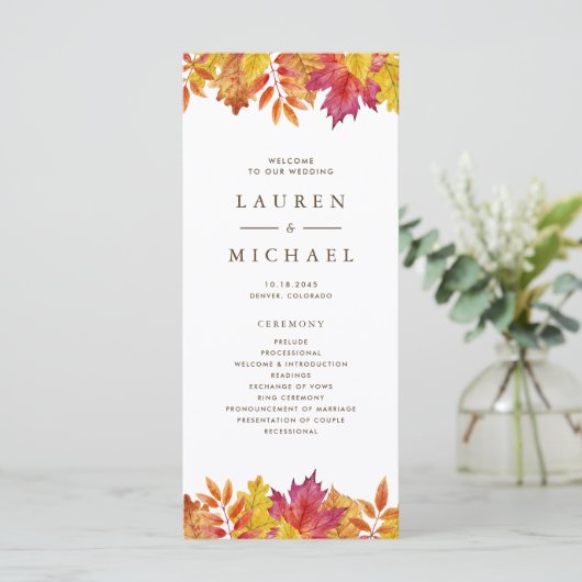 Rustic Falling verlaat Garland herfstbruiloft Programma (Staand voorkant)