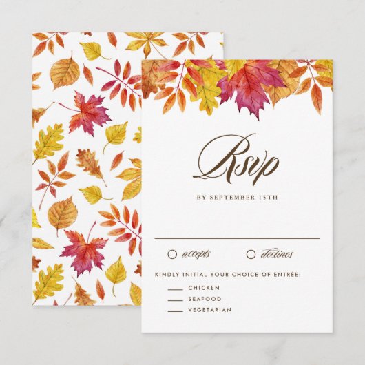 Rustic Falling verlaat Garland herfstbruiloft RSVP Kaartje (Voorkant / Achterkant)