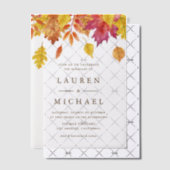 Rustic Falling verlaat Garland herfstbruiloft Vellum Uitnodigingen (Offset (Uitnodiging))