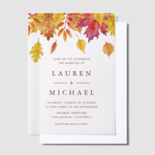 Rustic Falling verlaat Garland herfstbruiloft Vellum Uitnodigingen