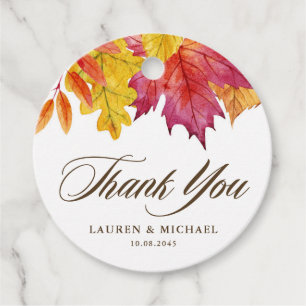 Rustic Falling verlaat herfstbruiloft Bedankt Bedankjes Labels