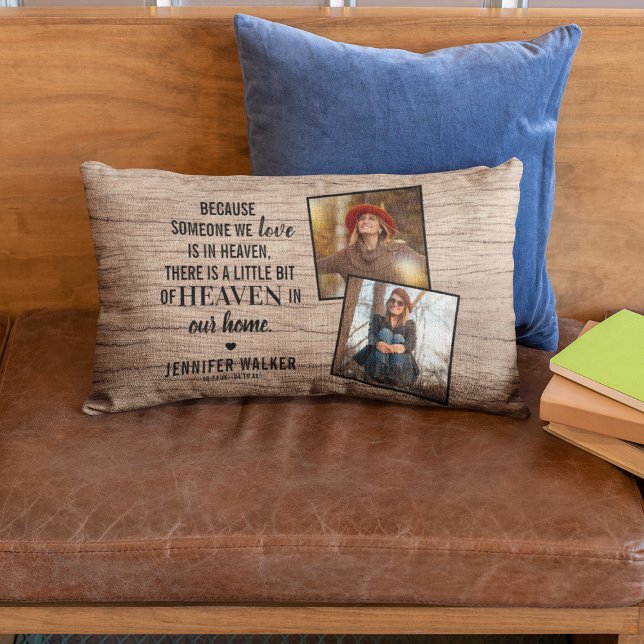 Rustic familiegedenkteken | 2 foto-aandenken kussen (Creator heeft geüpload)