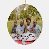 Rustic Family Foto 2-zijdig Joy Peace Love Xmas Keramisch Ornament (Links)