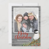 Rustic Family Foto Chickadee Kerstmis Kaart (Voorkant)