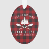 Rustic Family Lake maison Arbres Red Buffalo Plaid (dos)